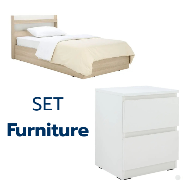 🎁Set | funiture เตียงนอน + โต๊ะข้างเตียง